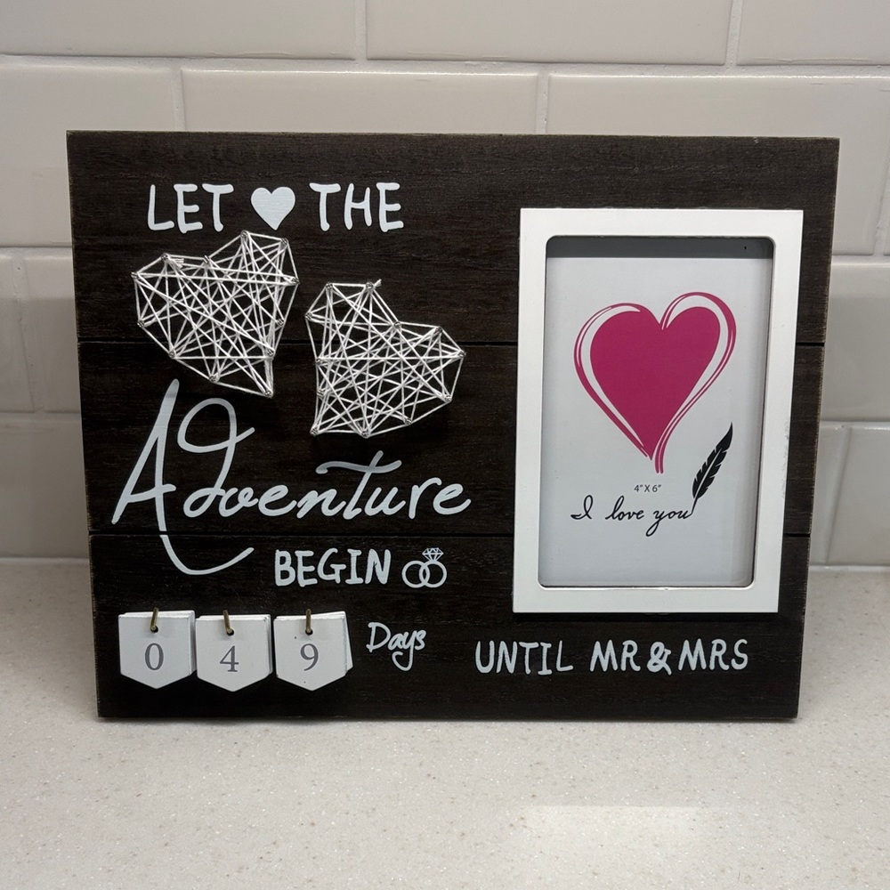 Wedding Adventure Countdown Plaque with Photo Frame